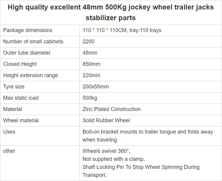 True Manufacturer of 1200lbs Jockey Wheel Trailer Jack, Trailer Part