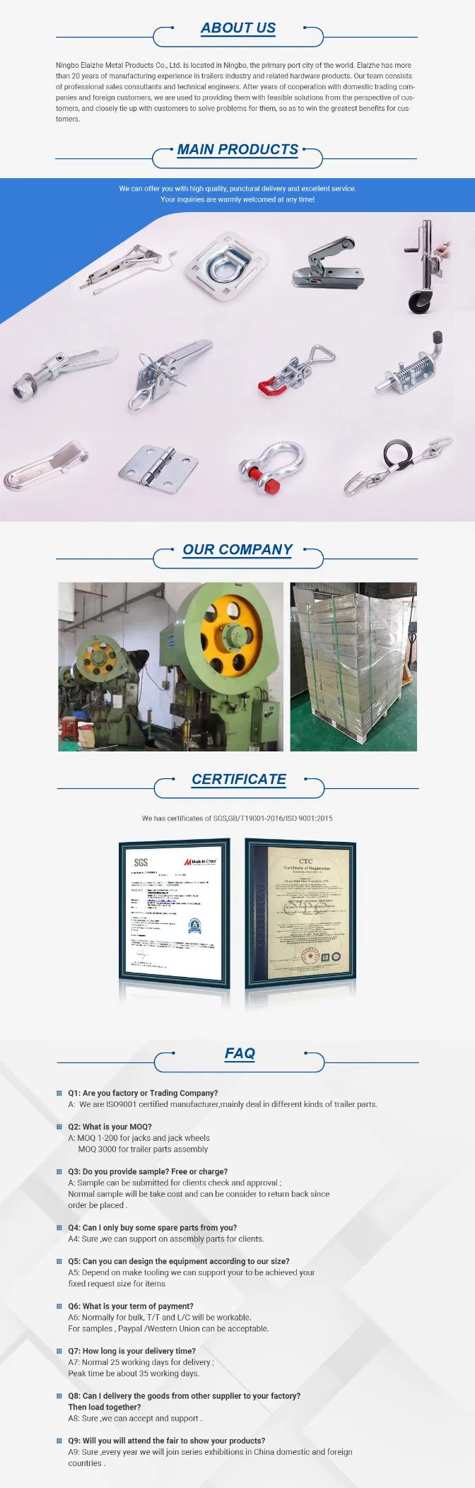 China Factory Van Truck Body Heavy Duty Spring Pin Latch Catcher Spring Loaded Bolt Latch for Utility Trailer Gate