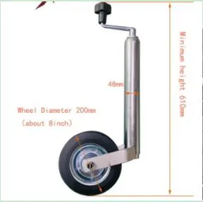 300lbs Galvanized 8&quot; Single Rubber Wheel Stands Steel Hand Crank Screw Jack, Trailer Jack, Top Wind Swing, Trailer Jack with Jockey, Lift Jack.